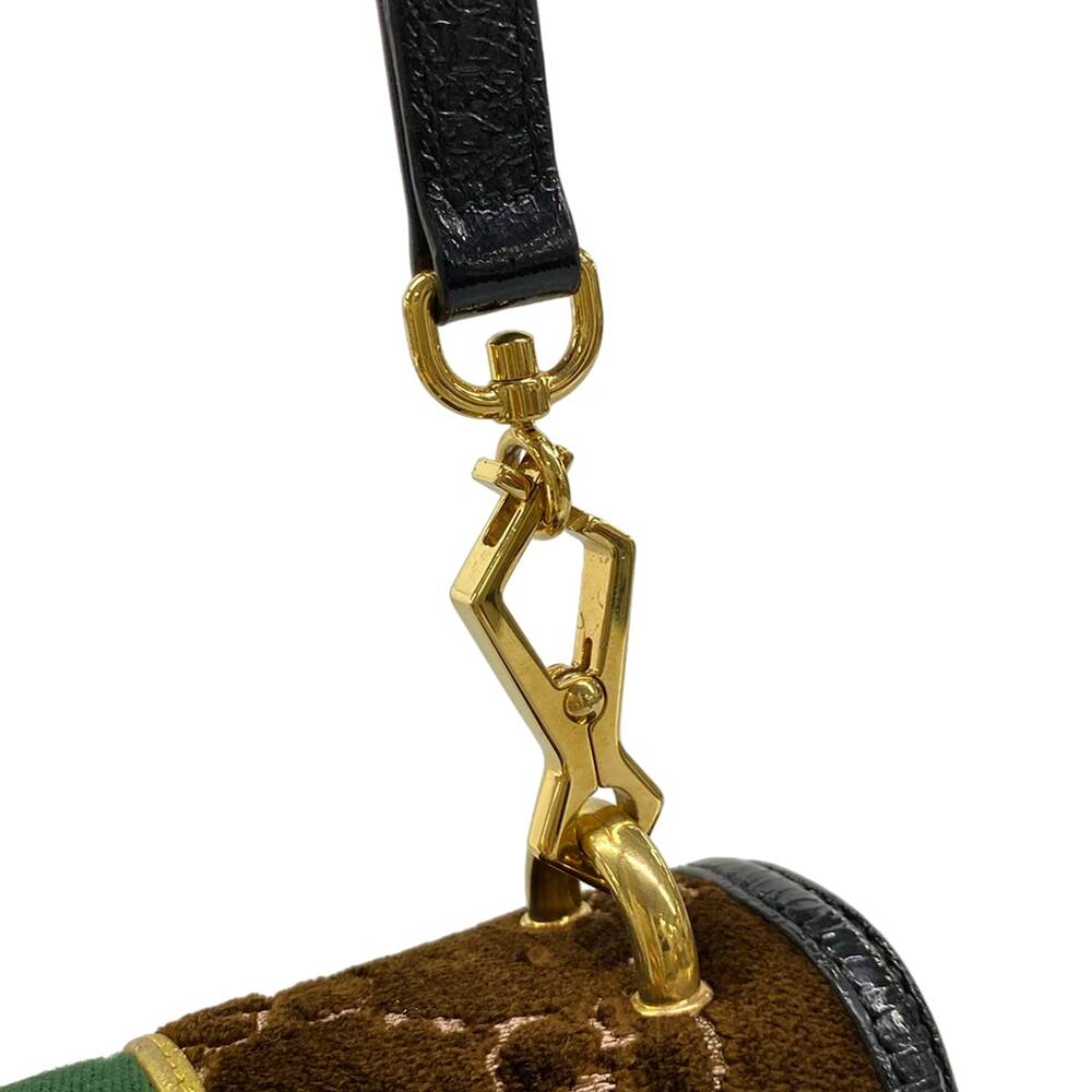 Gucci Sylvie Small Shoulder Bag 524405 Dark Brown Black Multi Velour Patent - Picture 10 of 15